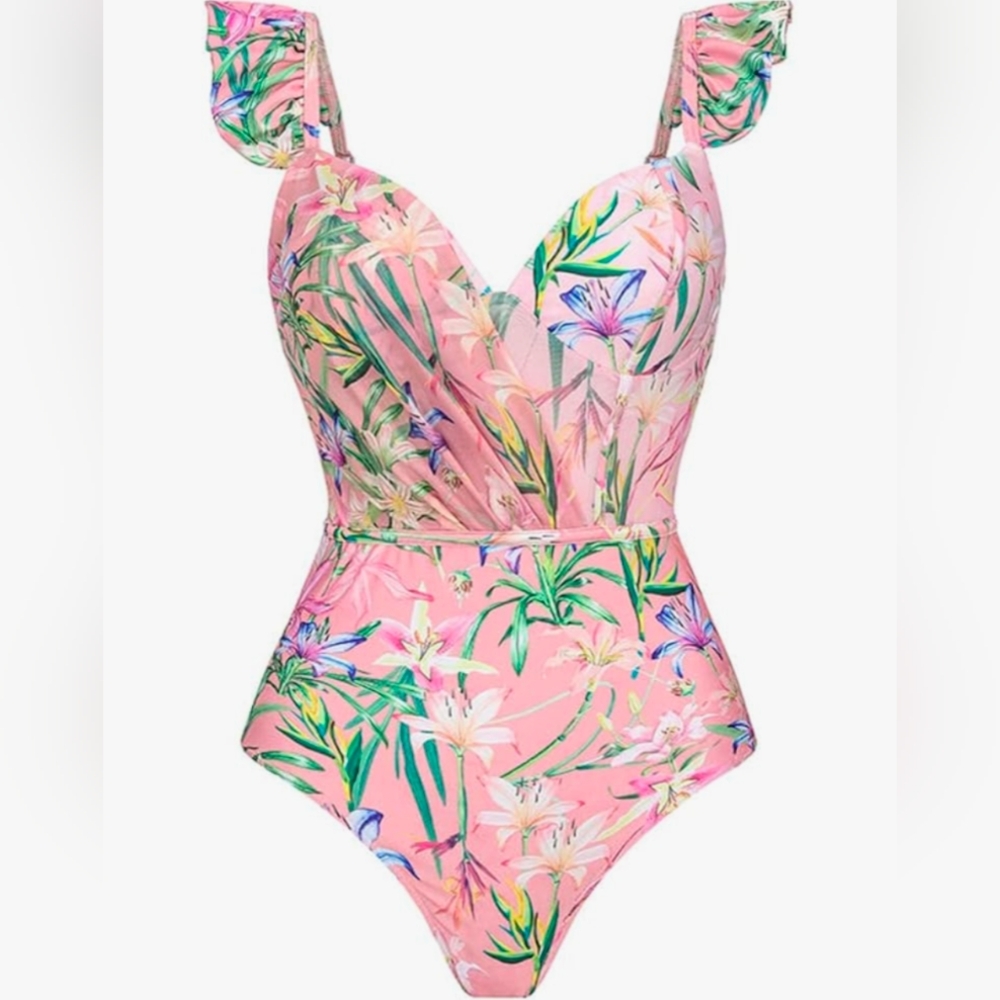 Pink Tropical One Piece Swimsuit